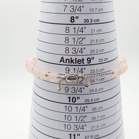 David Yurman Sterling Silver 8mm Rose Quartz Spiritual Bead Beaded Pull Bracelet - Picture 4 of 9